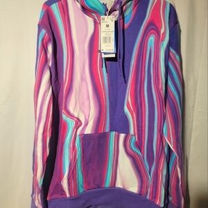 Adidas Hyperreal Allover Print Hoodie Purple HK5141 Men's Medium Hoodie